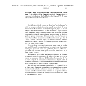 Reseña: Breve Introducción a la Teoría Literaria de Culler