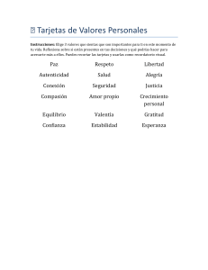 Tarjetas de Valores Personales: Reflexión y Crecimiento