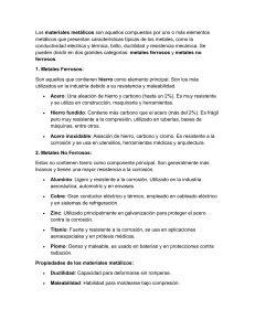 Materiales Met&aacute;licos: Tipos, Propiedades y Acabados