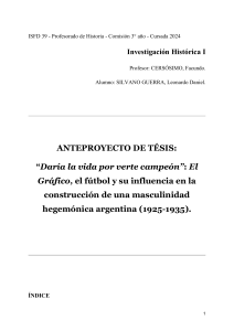 El Gr&aacute;fico, F&uacute;tbol y Masculinidad en Argentina (1925-1935)