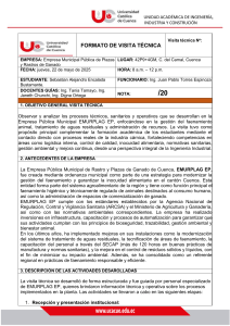 Informe Visita T&eacute;cnica EMURPLAG EP - Ingenier&iacute;a Industrial