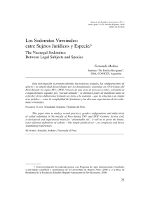 Sodomitas Virreinales: Sujetos Jur&iacute;dicos y Especie