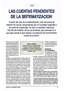Las Cuentas Pendientes de la Sistematizaci&oacute;n: Art&iacute;culo Trabajo Social