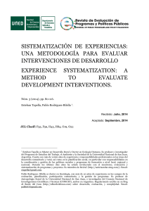 Sistematizaci&oacute;n de Experiencias: Evaluaci&oacute;n de Desarrollo