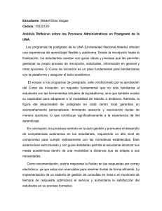 Procesos Administrativos en Postgrado UNA: An&aacute;lisis Reflexivo