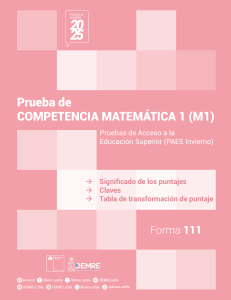 PAES M1: Gu&iacute;a de Puntuaci&oacute;n y Tabla de Transformaci&oacute;n