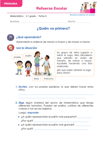 Matem&aacute;ticas 2.&ordm; Grado: Hoja de Trabajo Ordenar N&uacute;meros