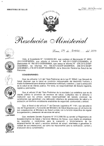 Resoluci&oacute;n del Ministerio de Salud de Per&uacute;: Categorizaci&oacute;n de Establecimientos de Salud