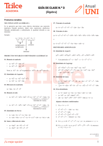 Gu&iacute;a de Productos Notables en &Aacute;lgebra