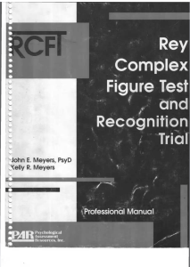 Rey Complex Figure Test Professional Manual