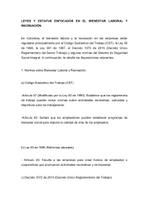 Bienestar Laboral y Recreaci&oacute;n en Colombia: Taller Legal