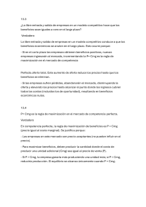Competencia Perfecta: Entrada/Salida y Max. Beneficios