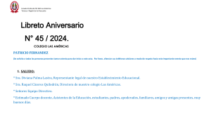 Libreto Aniversario Colegio Las Américas - 45° Aniversario