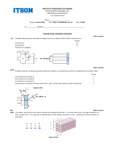 Examen Resistencia de Materiales: Flexión y Esfuerzo Cortante