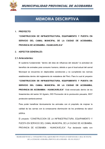Informe Camal Municipal Acobamba: Construcci&oacute;n e Infraestructura