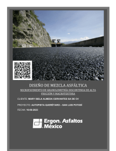 Informe de Dise&ntilde;o de Mezcla Asf&aacute;ltica: Micro-Pavimento