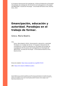 Emancipación, Educación y Autoridad: Paradojas en la Formación