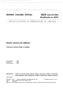 NCh433: Dise&ntilde;o S&iacute;smico de Edificios en Chile (2009)