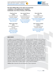 Revisi&oacute;n Bibliogr&aacute;fica de Ergonom&iacute;a en Web of Science (2019-2022)