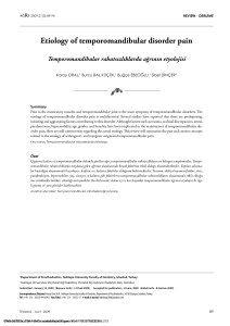 Etiology of Temporomandibular Disorder Pain: A Review