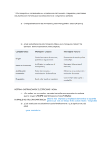 Monopolios y Contabilidad Gerencial: Examen/Gu&iacute;a