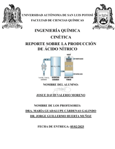 Producci&oacute;n de &Aacute;cido N&iacute;trico: M&eacute;todo Ostwald - Cin&eacute;tica Qu&iacute;mica