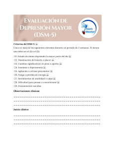 Evaluaci&oacute;n DSM-5 Depresi&oacute;n Mayor: Formulario Cl&iacute;nico
