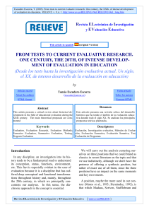 Desde los tests hasta la investigaci&oacute;n evaluativa 