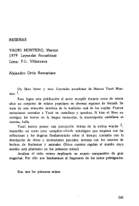 Reseña: Leyendas Ancashinas de Marcos Yauri Montero