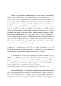 La Leg&iacute;tima en el Derecho Civil Argentino: An&aacute;lisis y Propuestas