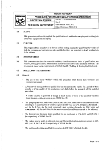 Welder Qualification Procedure - Visakh Refinery