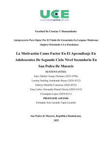Motivaci&oacute;n y Aprendizaje de Ingl&eacute;s: Propuesta de Tesis en SPM
