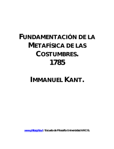 Fundamentaci&oacute;n de la Metaf&iacute;sica de las Costumbres - Kant