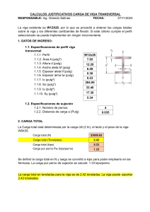 C&aacute;lculos de Carga para Viga Transversal W12x26