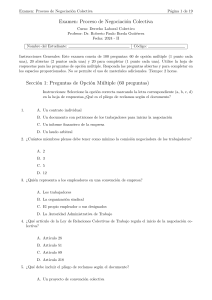 Examen Negociaci&oacute;n Colectiva: Derecho Laboral