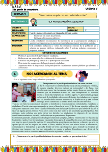 Participaci&oacute;n Ciudadana: Hoja de Trabajo para Secundaria