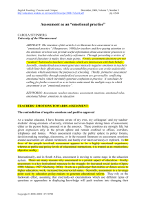 Assessment as Emotional Practice: Teacher Emotions & Education
