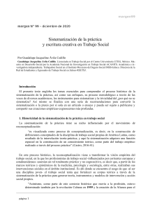 Sistematización y Escritura Creativa en Trabajo Social