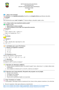 Hoja de Trabajo de Ecuaciones B&aacute;sicas para Matem&aacute;ticas Elementales