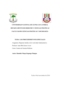Procedimientos Especiales: Derecho Administrativo