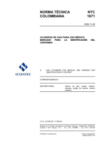 NTC 1671: Marcado de Cilindros de Gas para Uso M&eacute;dico