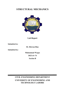 Structural Mechanics Lab Report - UET Lahore