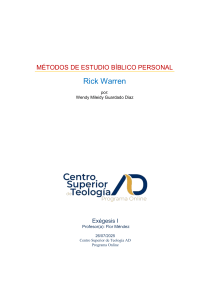 An&aacute;lisis de M&eacute;todos de Estudio B&iacute;blico Personal de Rick Warren