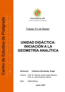 Geometr&iacute;a Anal&iacute;tica: Unidad Did&aacute;ctica para Secundaria