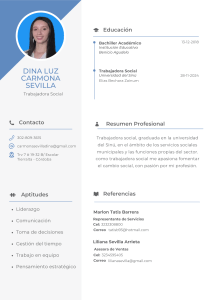 Currículum Vitae Dina Luz Carmona Sevilla - Trabajadora Social