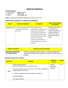 Sesi&oacute;n de Aprendizaje: Repaso S&iacute;labas Trabadas FRA FRE FRI FRO FRU