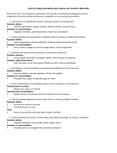 Lista de Cotejo Ayurv&eacute;dica para Comidas Saludables