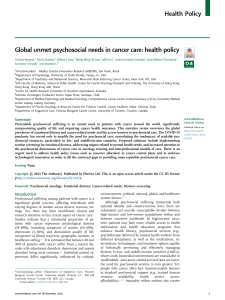 Unmet Psychosocial Needs in Cancer Care: A Health Policy Review