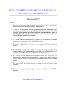 Declaraci&oacute;n de Fe - Asamblea de Dios Bah&iacute;a Blanca