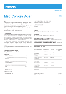 Hoja de Informaci&oacute;n del Producto Mac Conkey Agar
